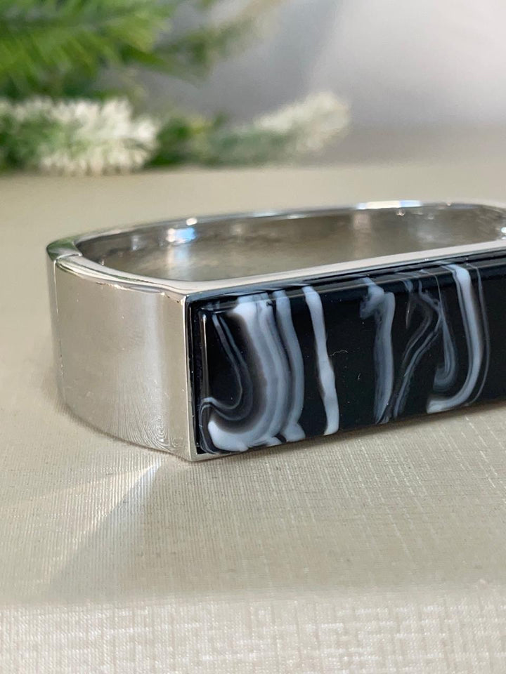 Bracelete Núbia com Pedra Mármore - Prata