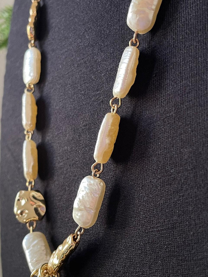Colar Célia Longo Pérolas - Dourado