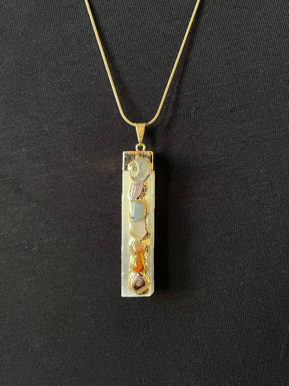 Colar Luna com Pedra em Cristal - Dourado
