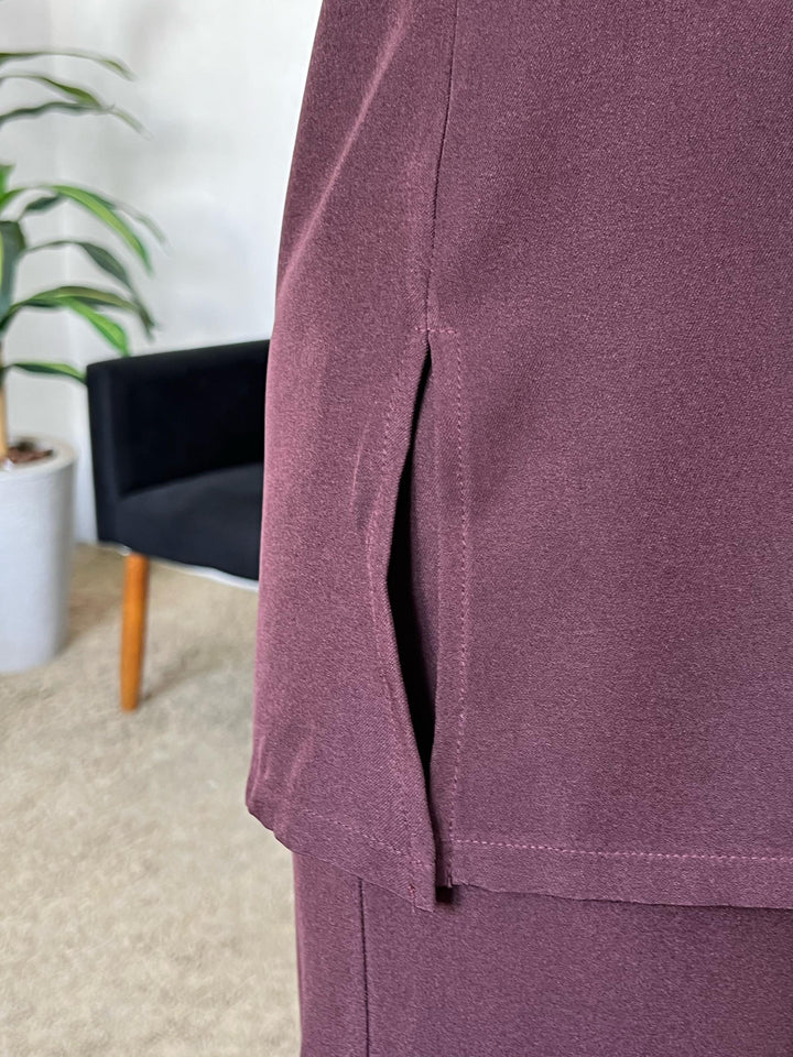 Conjunto Camisa Manga Longa e Calça Reta Vinho - Taiane