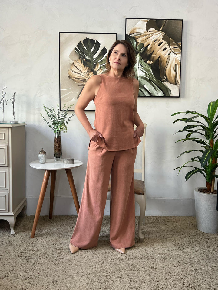 Conjunto Paloma Regata e Pantalona - Telha