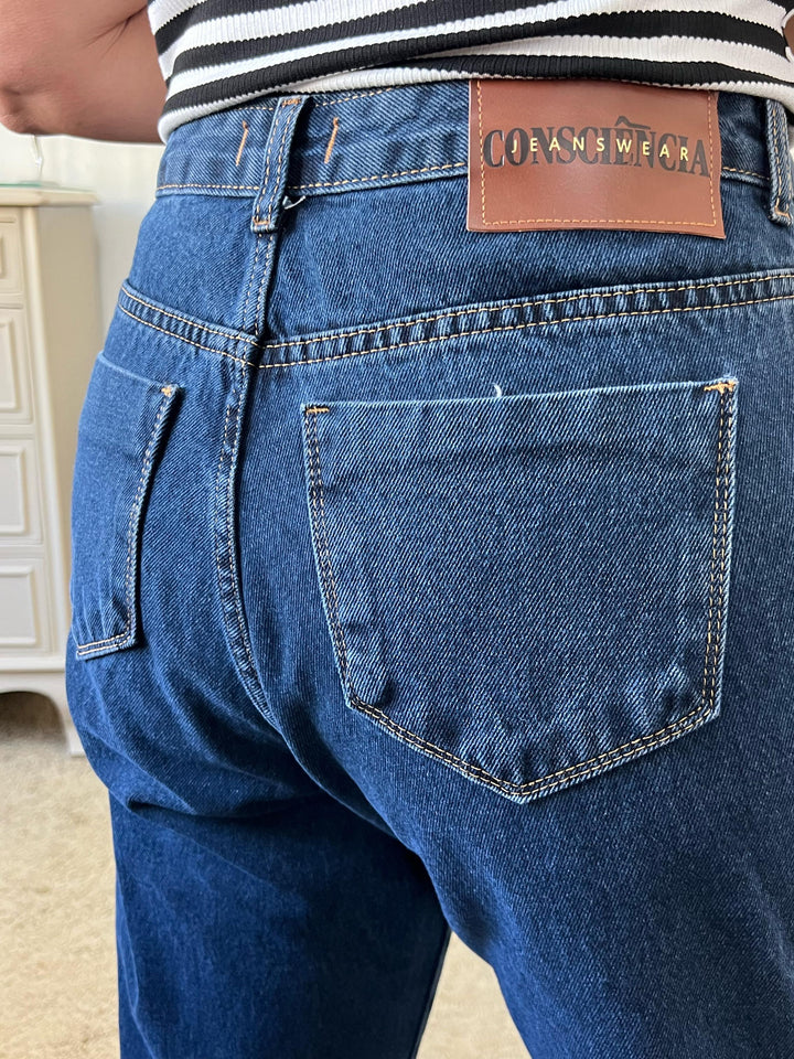 Calça Wide Loose Jeans Escuro - Lauane