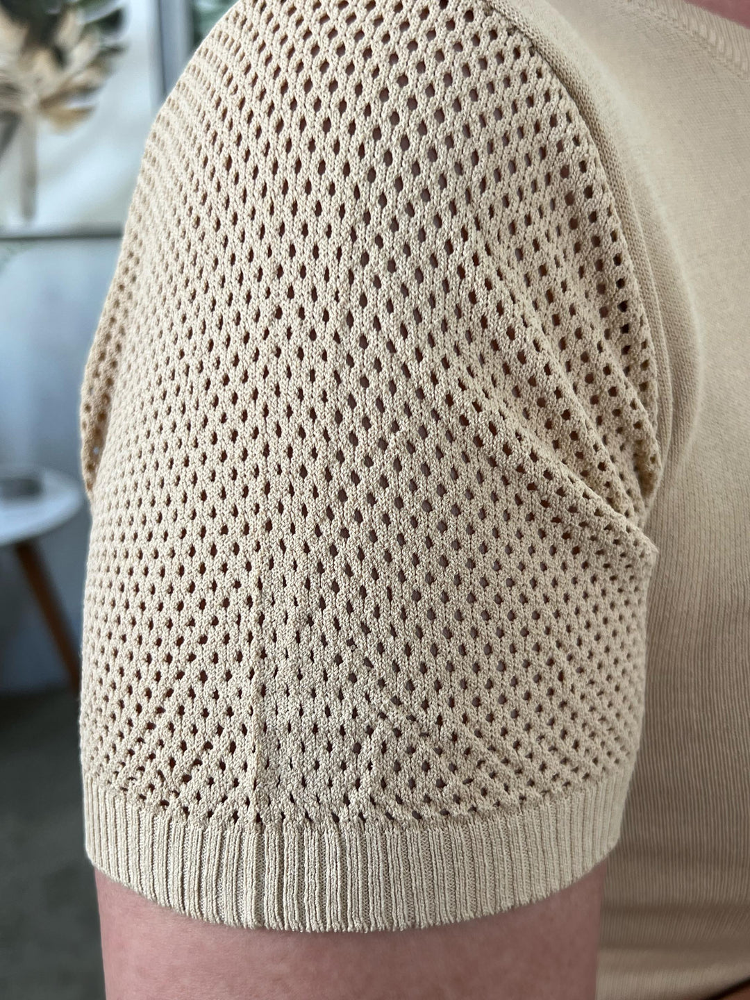 Blusa Manga Curta Vasada Bege - Sônia