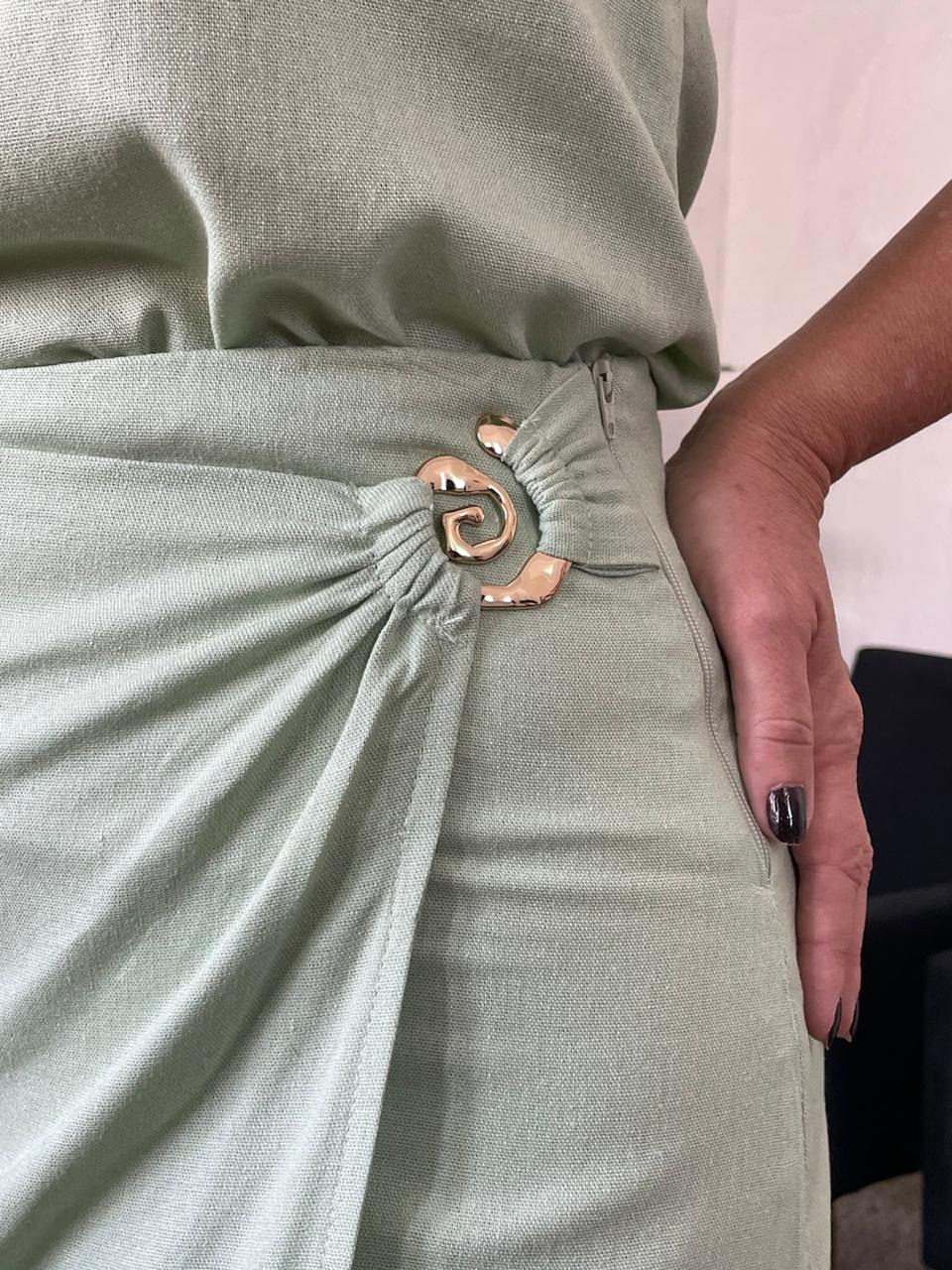 Conjunto Suely Saia e Regata Viscolinho - Verde