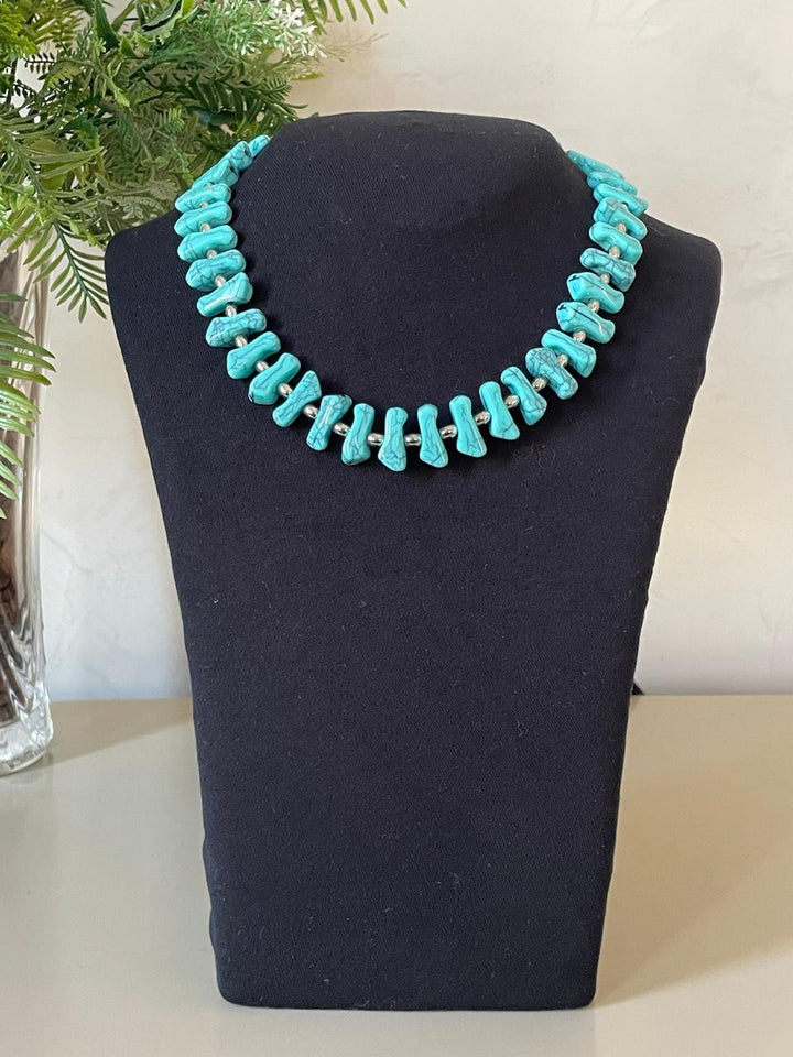 Conjunto Serena Colar e Brinco - Turquesa/Prata