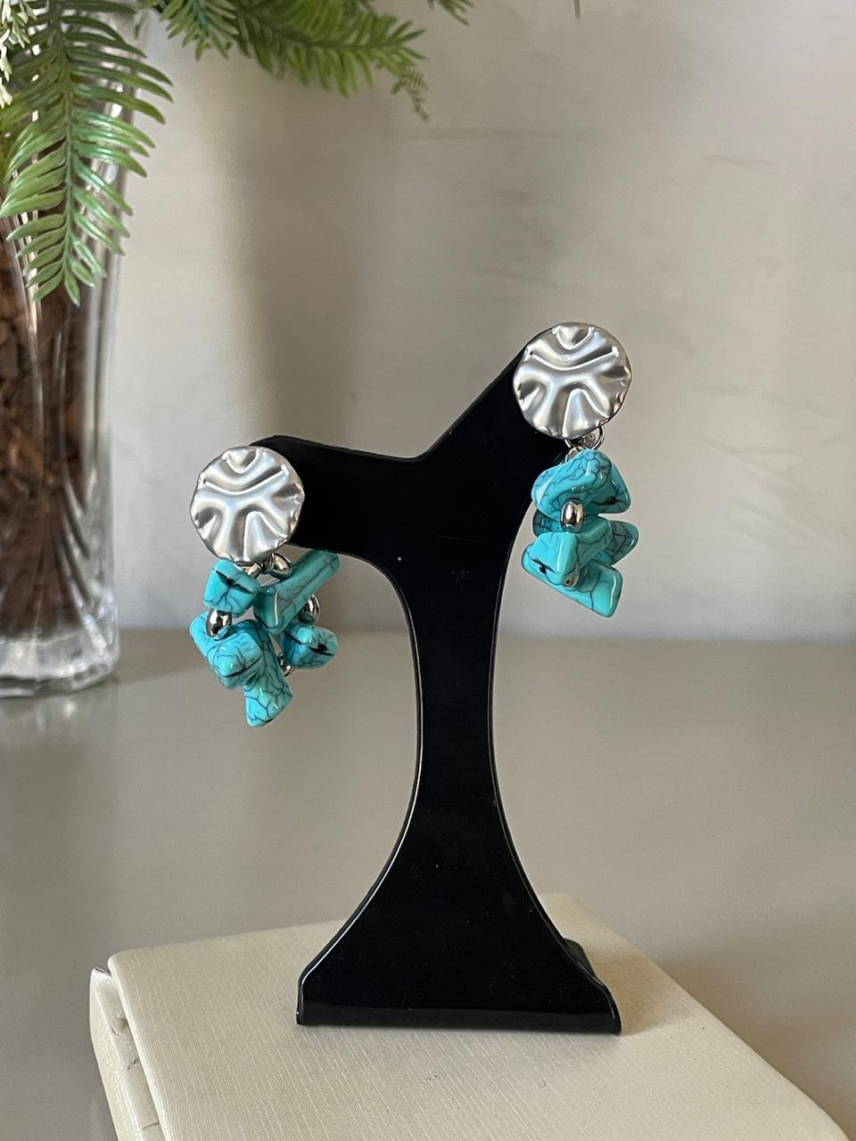 Conjunto Serena Colar e Brinco - Turquesa/Prata