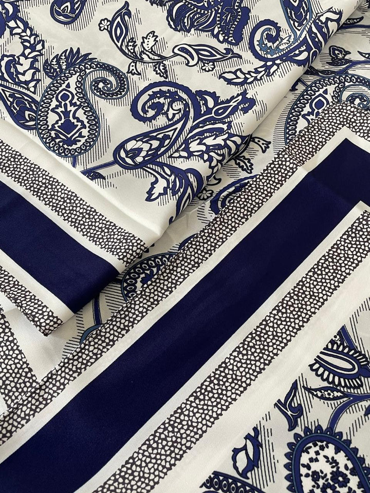 Lenço Ingrid Acetinado Estampado - Azul