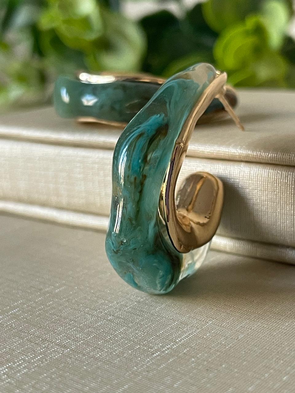 Brinco Jade - Verde /Dourado