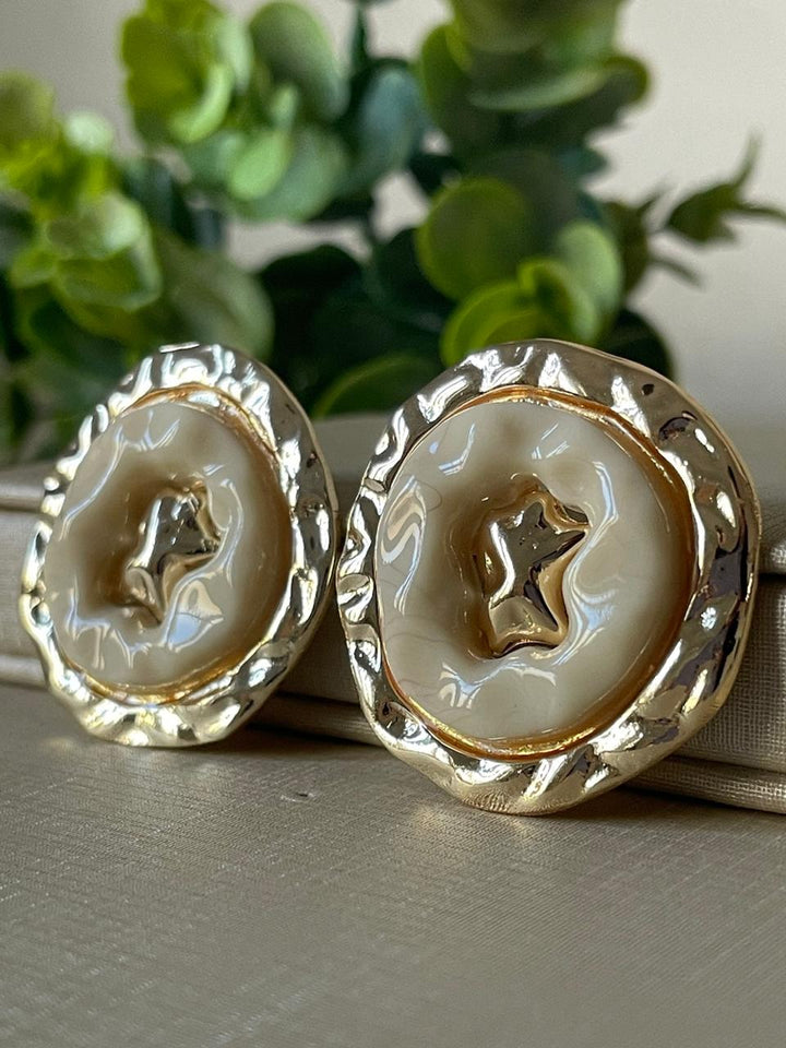 Brinco Carmen Marmorizado - Creme/Dourado
