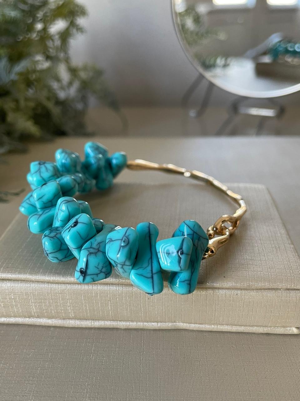 Pulseira Celina - Turquesa/Dourado