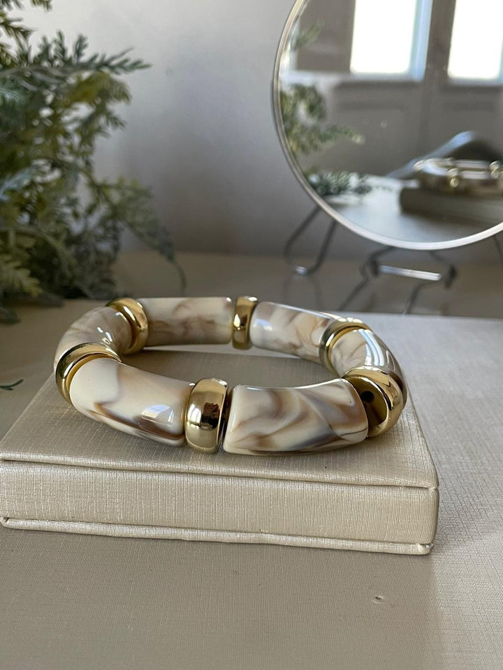 Pulseira Núbia - Marfim/Dourado
