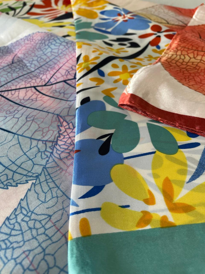 Lenço Samara Estampado - Azul/Rosa