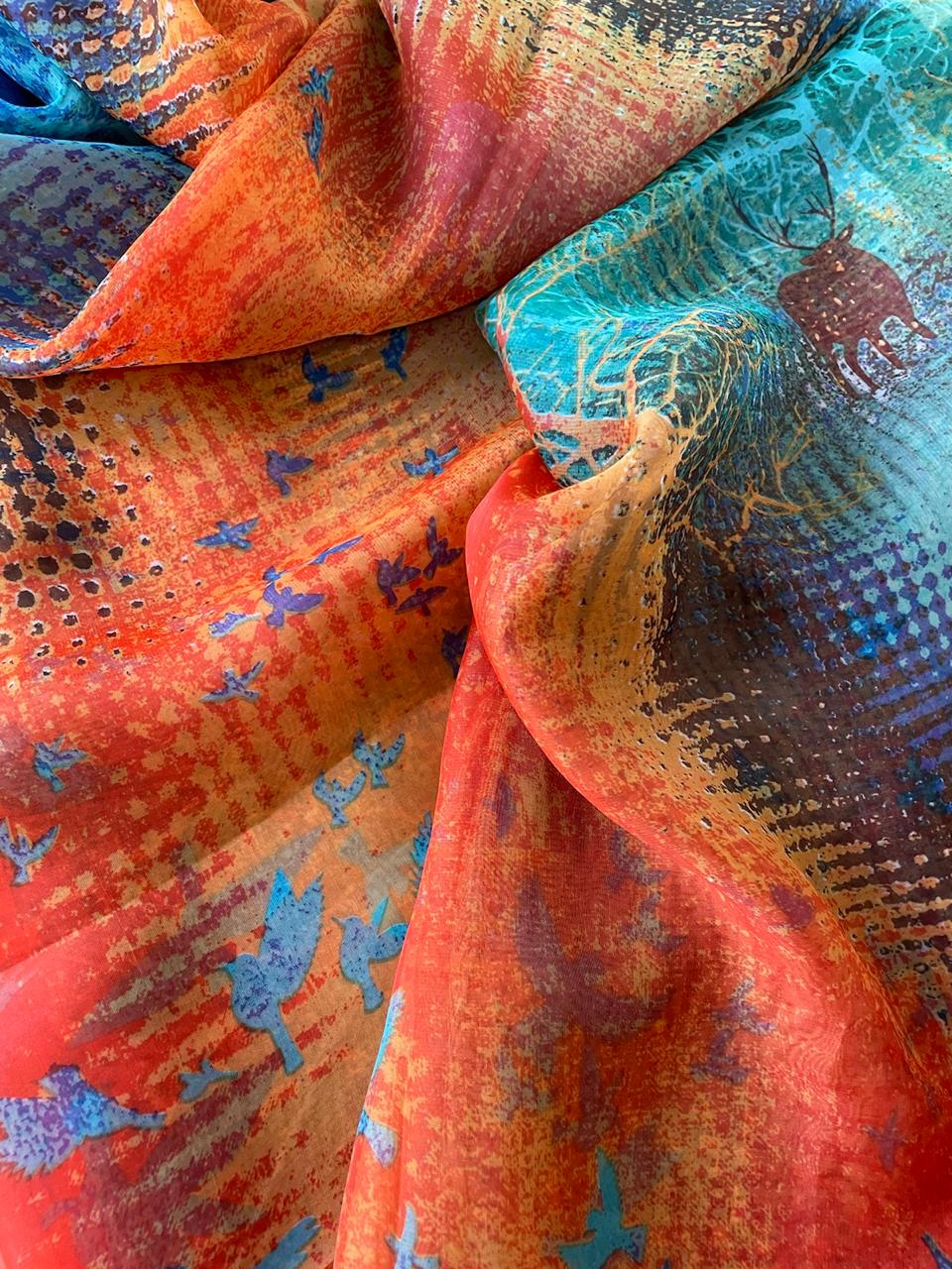 Pashimina Carine Estampada - Laranja