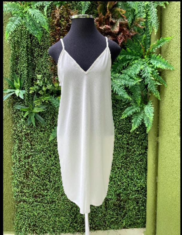 Vestido Maiara em Linho com detalhes na manga - Branco