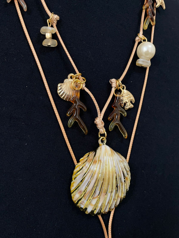Colar Micaela Longo Conchas - Dourado