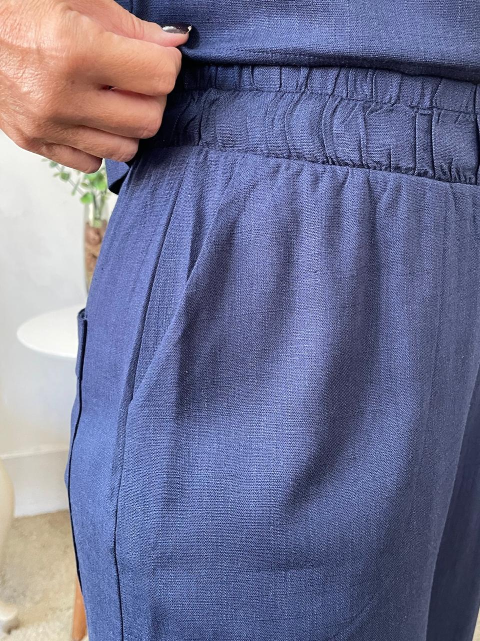 Calça  Bianca em Viscolinho - Marinho