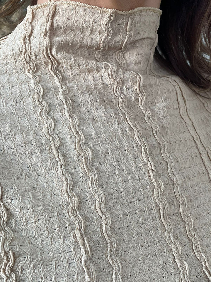 Conjunto Manuela Blusa Manga Longa Saia Midi - Natural