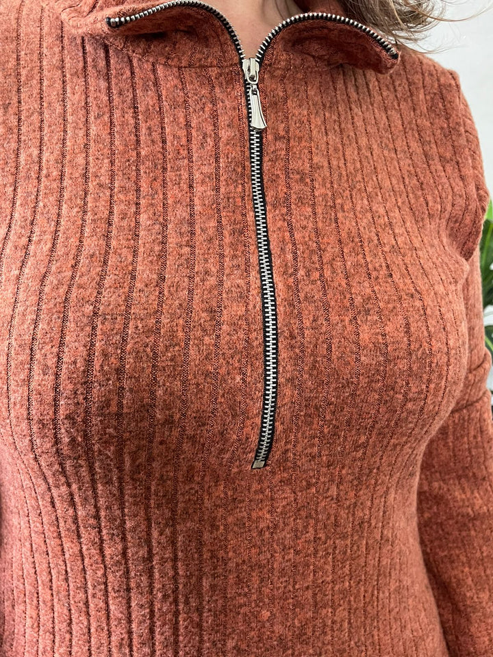 Vestido Lívia Manga Longa Midi Lã - Telha
