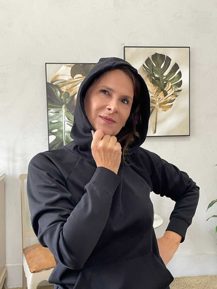 Conjunto Rúbia Jaqueta com Capuz e Calça - Preto