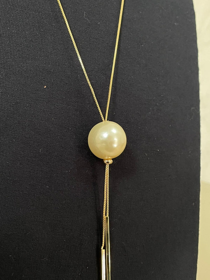 Colar Sheila Gravatinha com Pingente Pérola - Dourado
