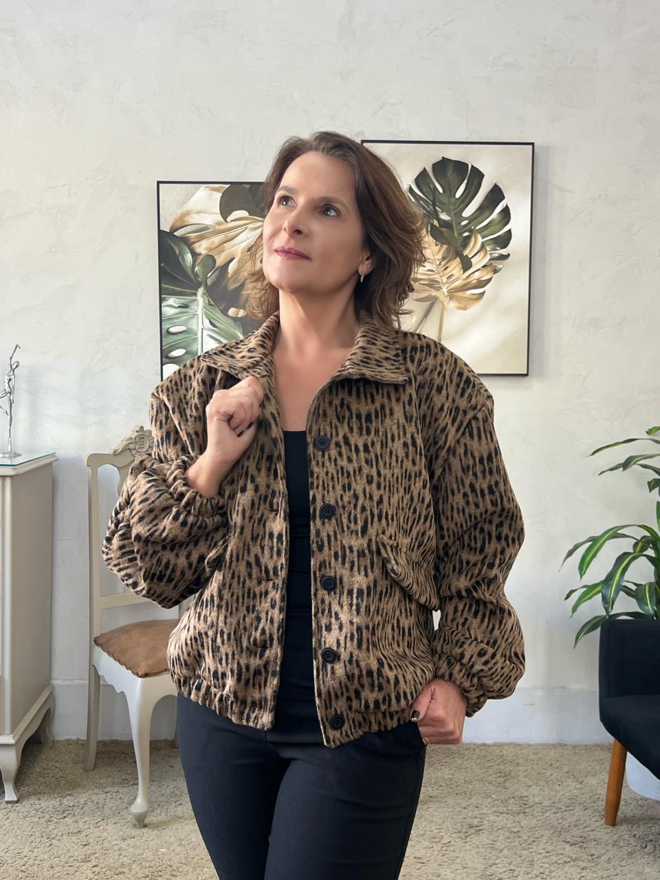 Jaqueta Marly com Bolso - Animal Print