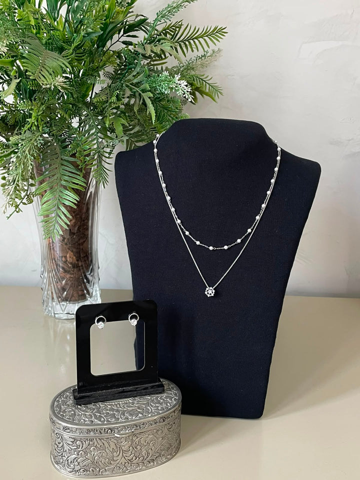 Conjunto Eloá Colar e Brinco - Prata