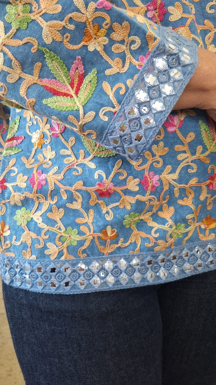 Jaqueta Salete - Azul Jeans Bordada