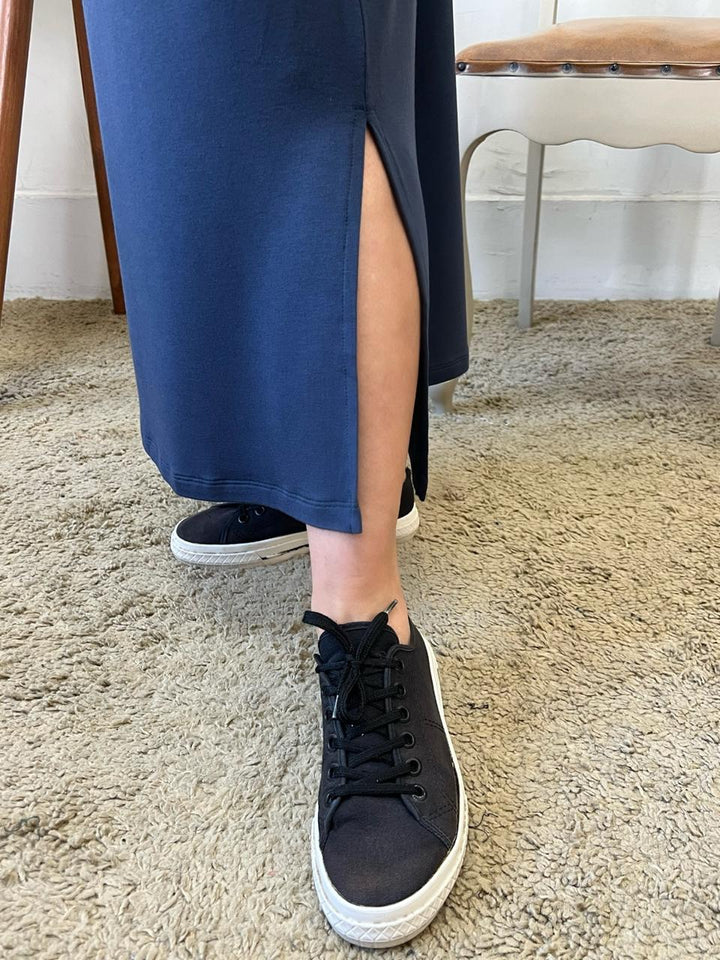 Saia Marília Midi em Viscolycra - Azul